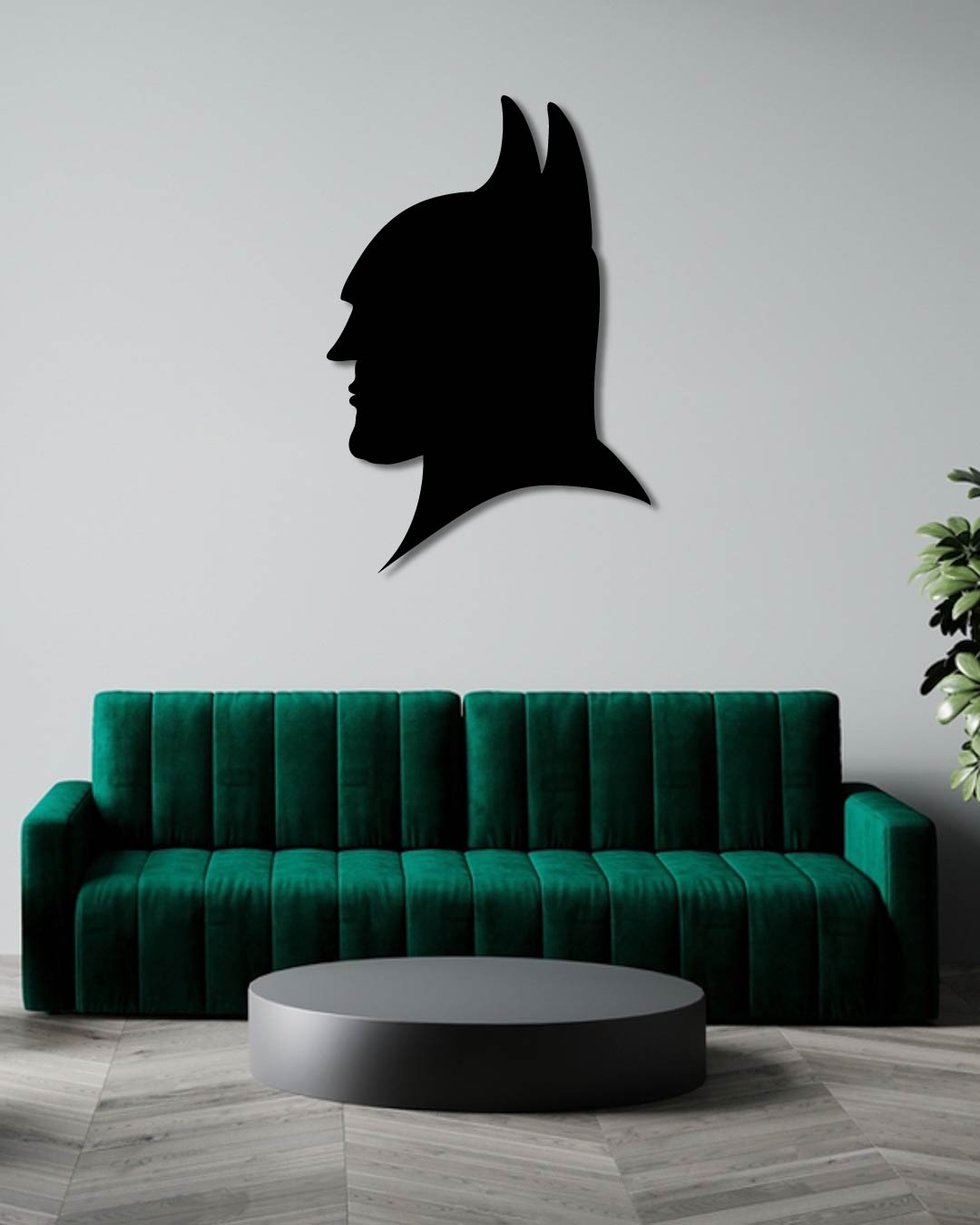 Batman Side Mask Silhouette Metal Wall Art Frame