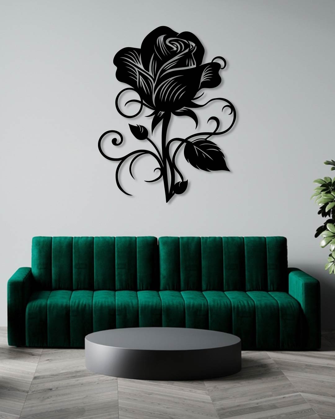 ROSE AND SWIRLS METAL WALL ART