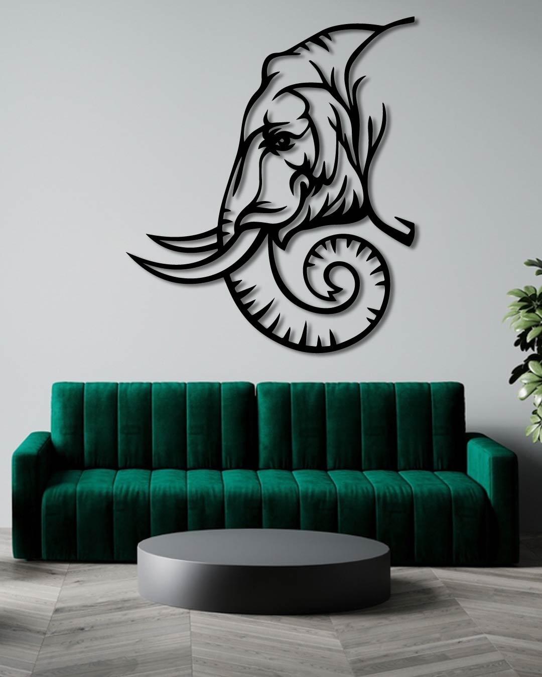 Elephant Side Metal Wall Art Frame