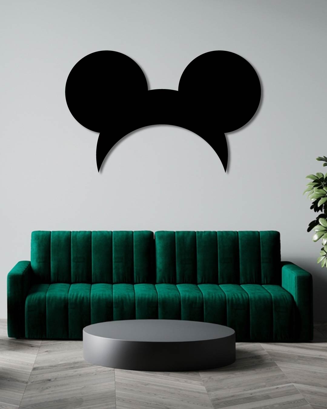 Mickey Mouse Ears Silhouette Metal Wall Art Frame