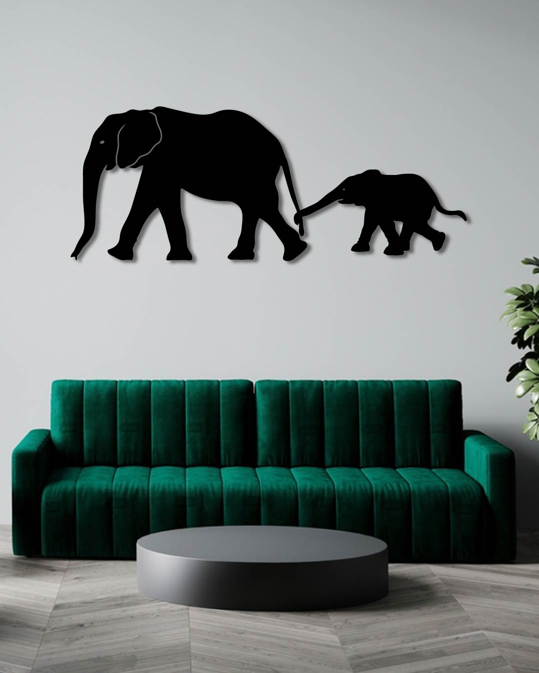 Elephant Family Metal Wall Art Frame