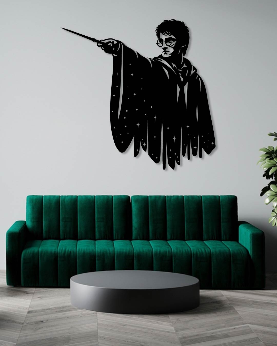 Harry Potter Holding Wand Metal Wall Art Frame