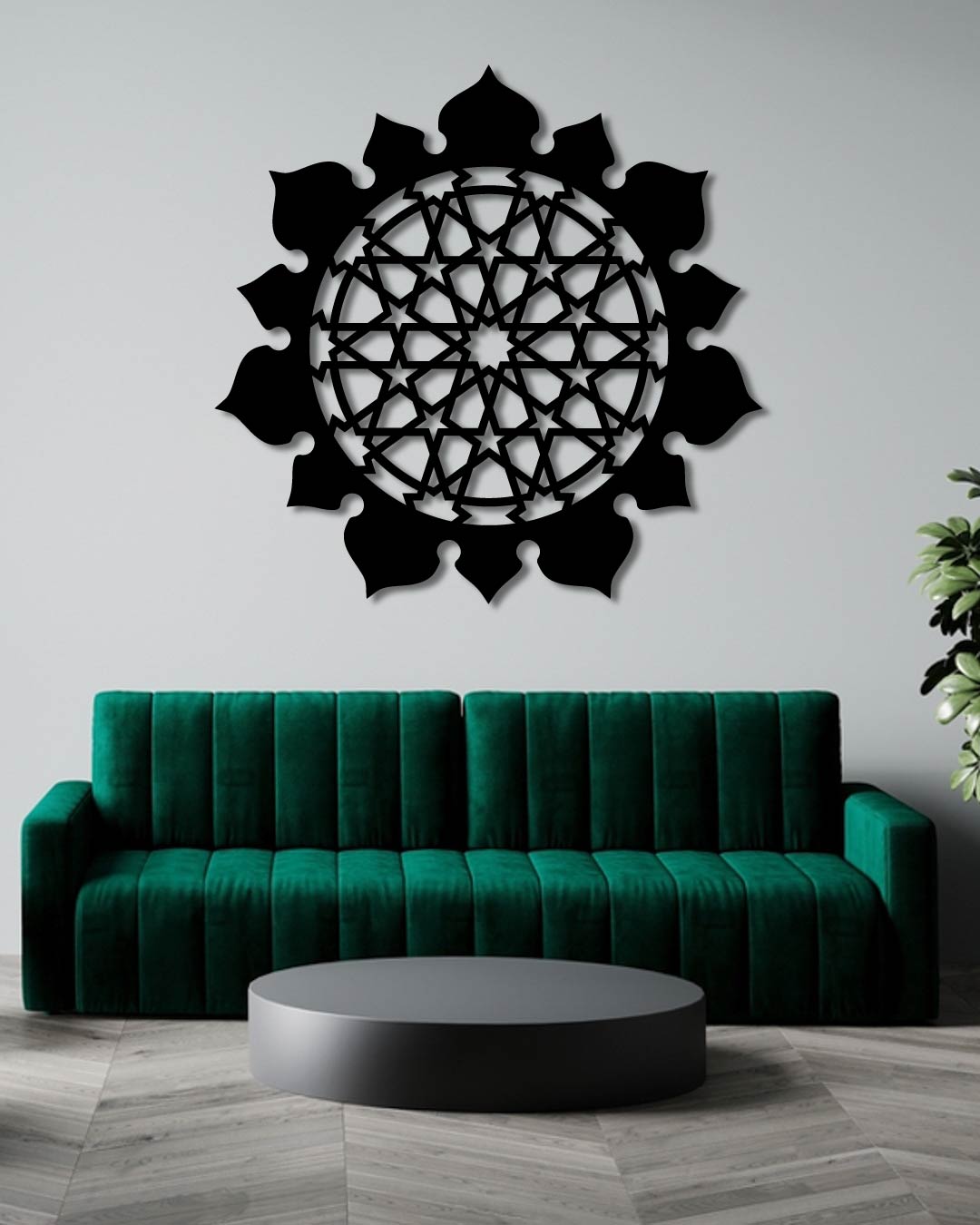 Geometric Round Oriental Metal Wall Art Frame