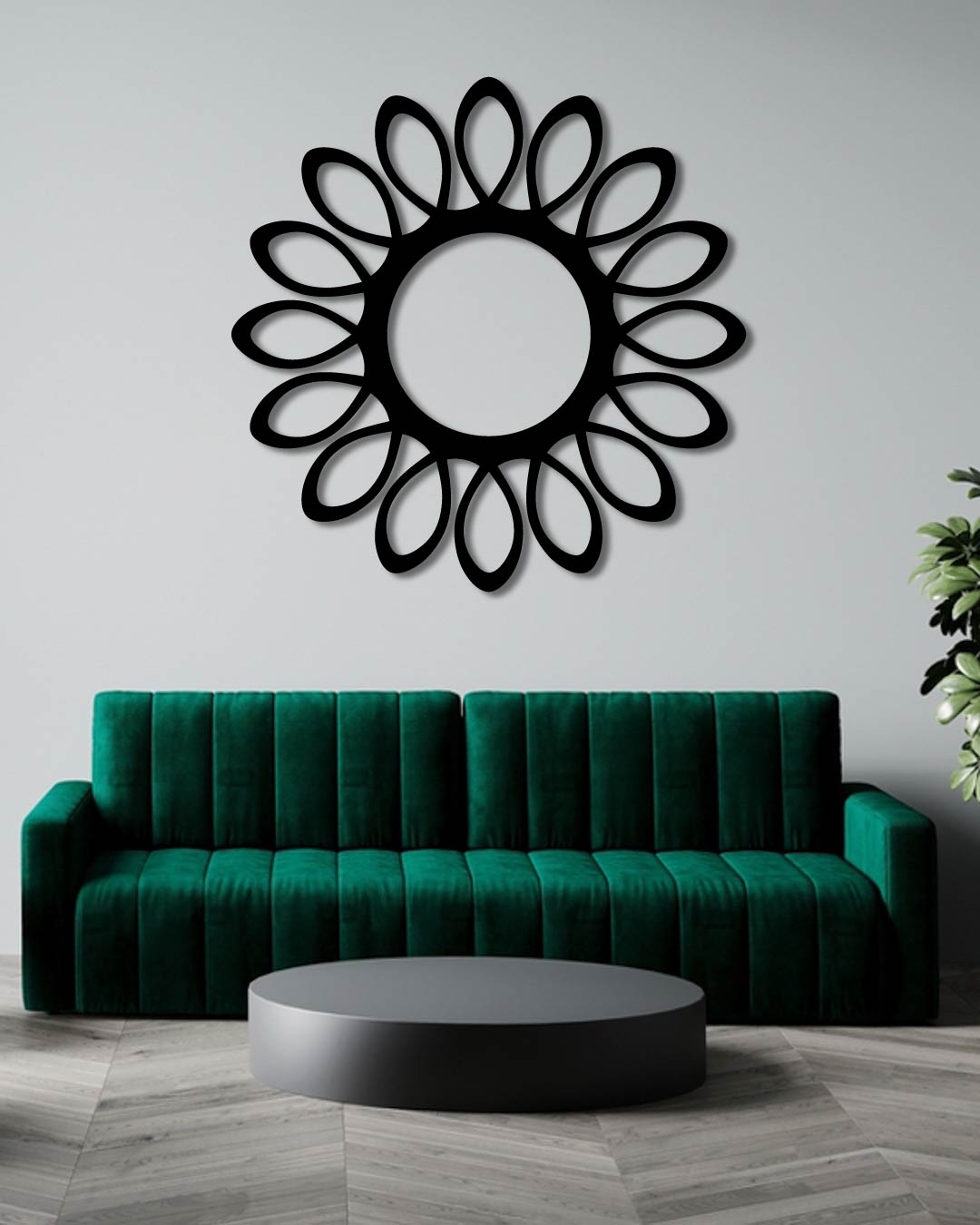 ABSTRACT LOOP MIRROR FRAME METAL WALL ART