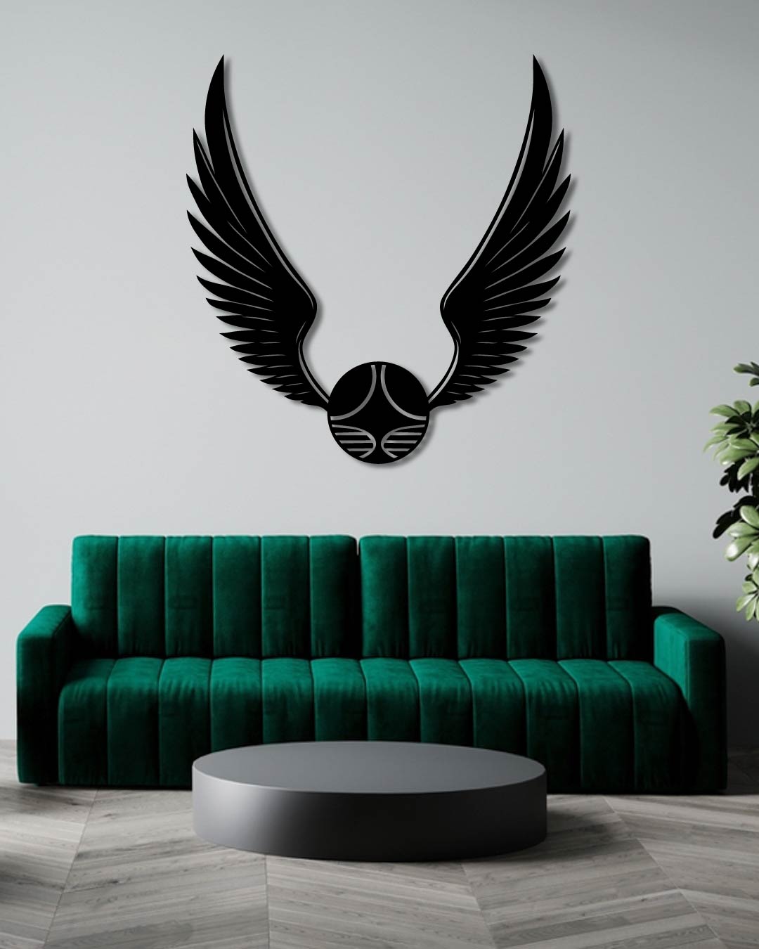 Golden Snitch Silhouette Metal Wall Art Frame