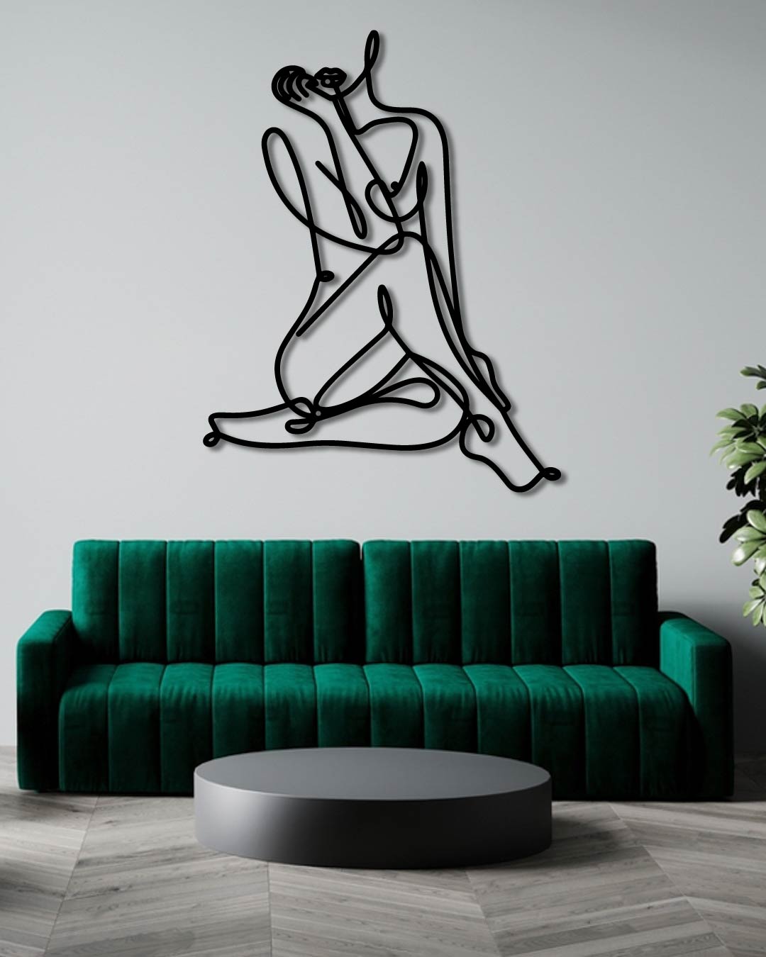 Woman Sitting Metal Wall Art Frame