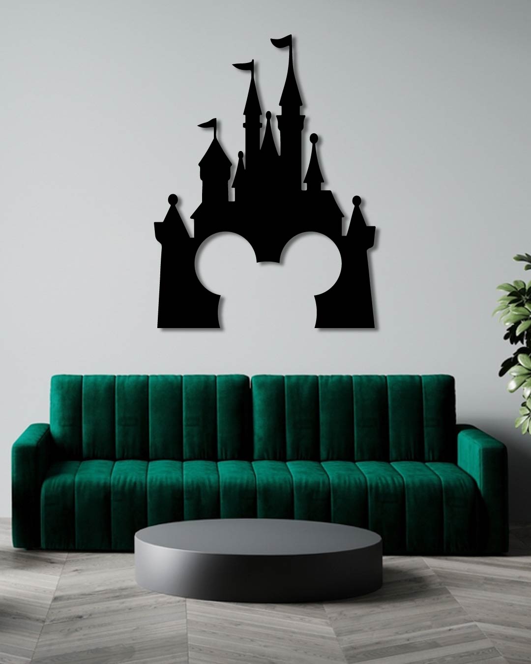 Disney And Mickey Mouse logo Silhouette Metal Wall Art Frame