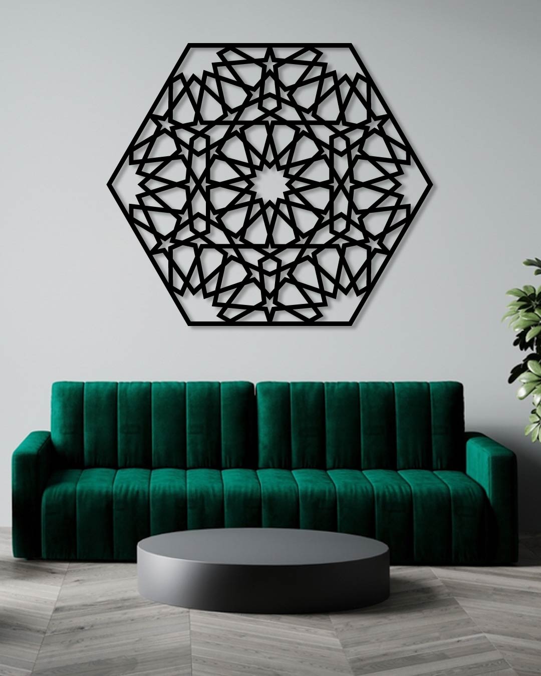 Geometric Hexagon Oriental Metal Wall Art Frame
