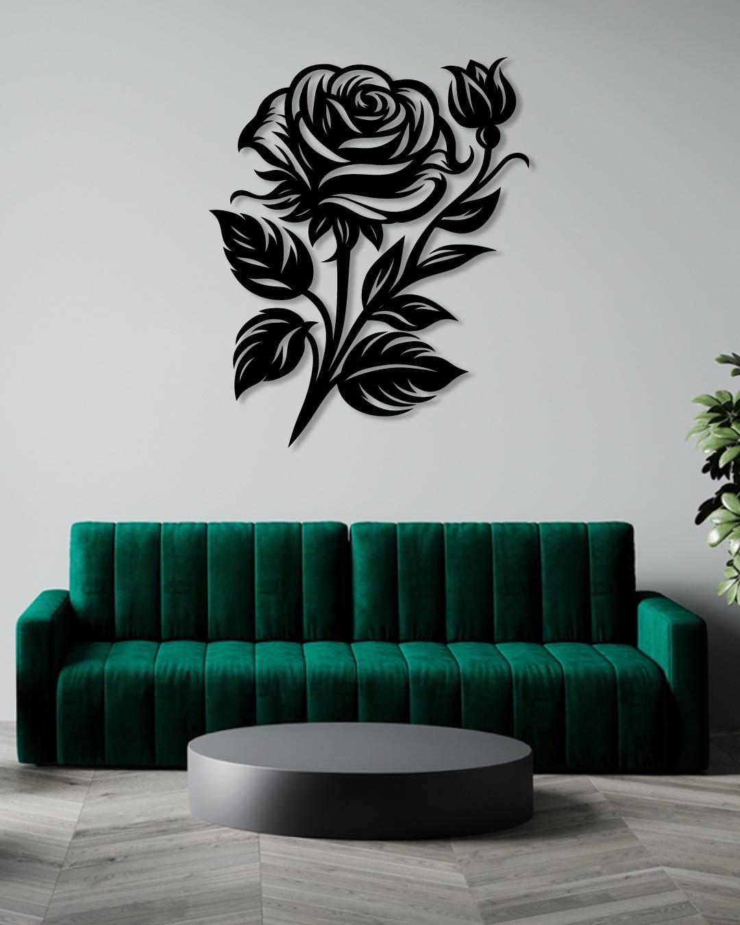 ROSE AND BUD METAL WALL ART