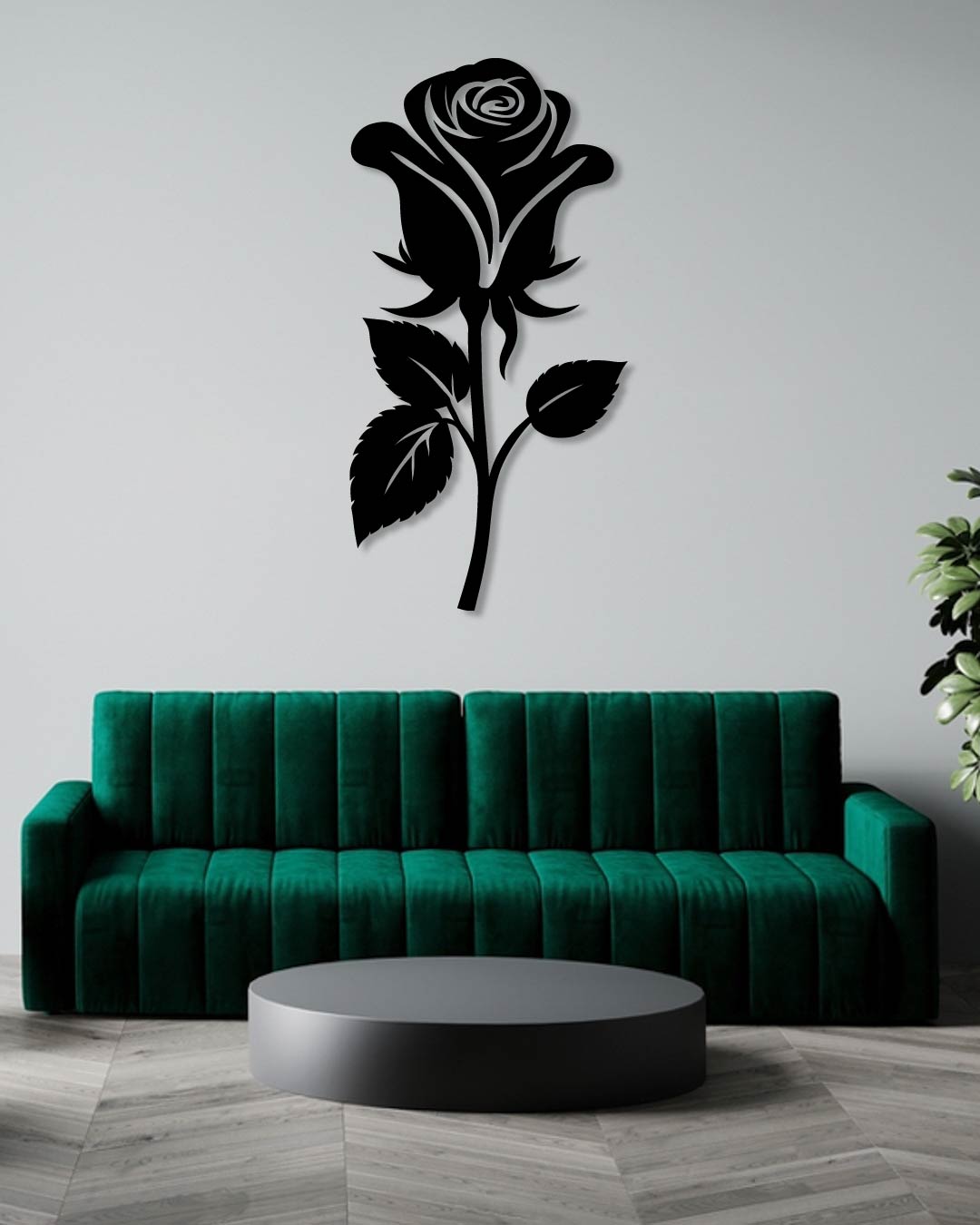 ROSE AND STEM METAL WALL ART