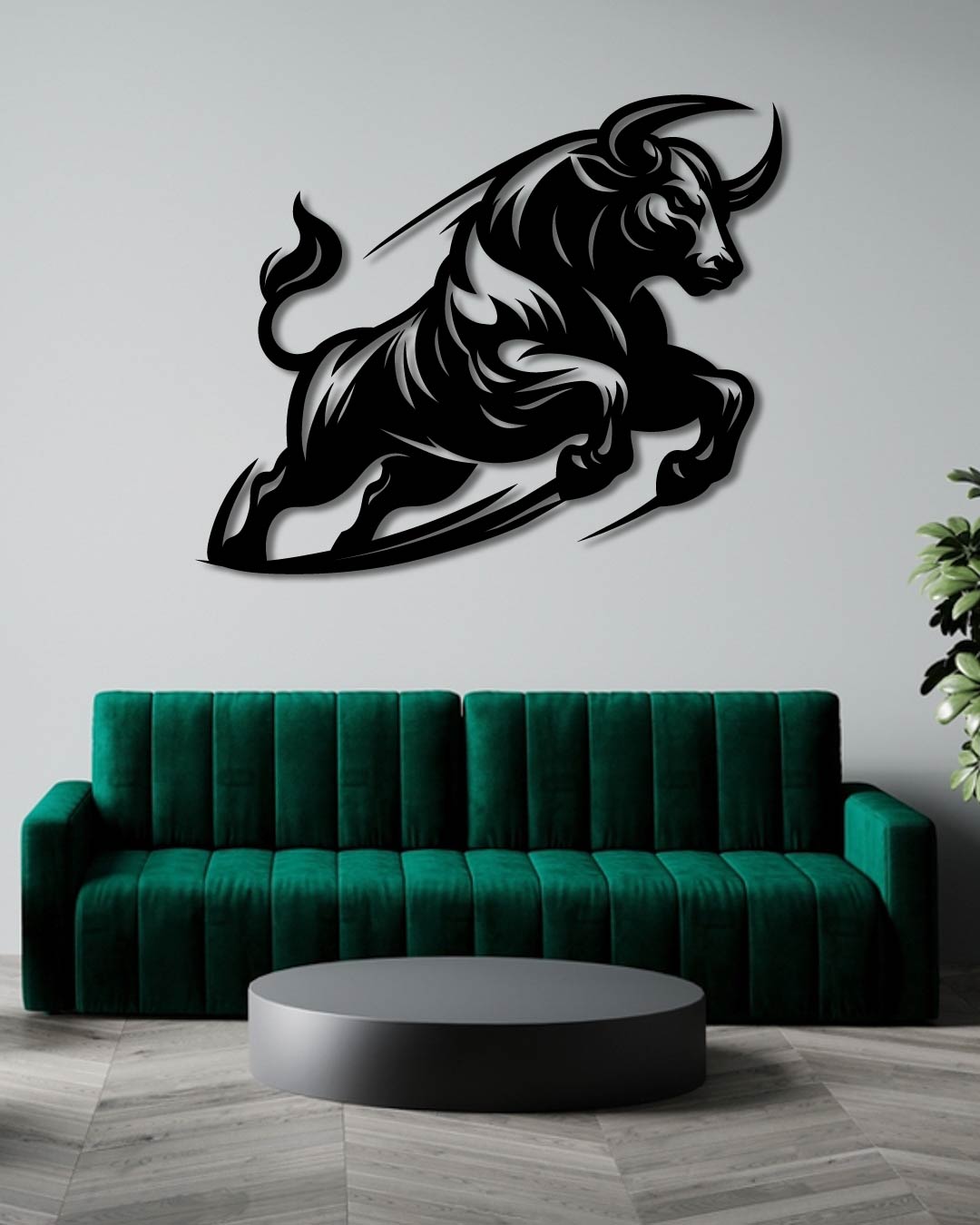 Charging Bull Metal Wall Art Frame