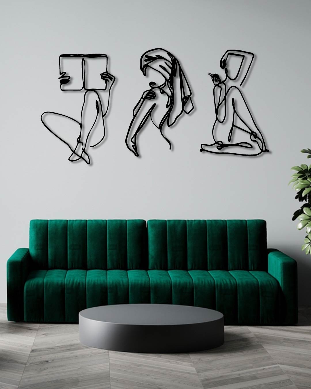 Woman Trio Metal Wall Art Frame