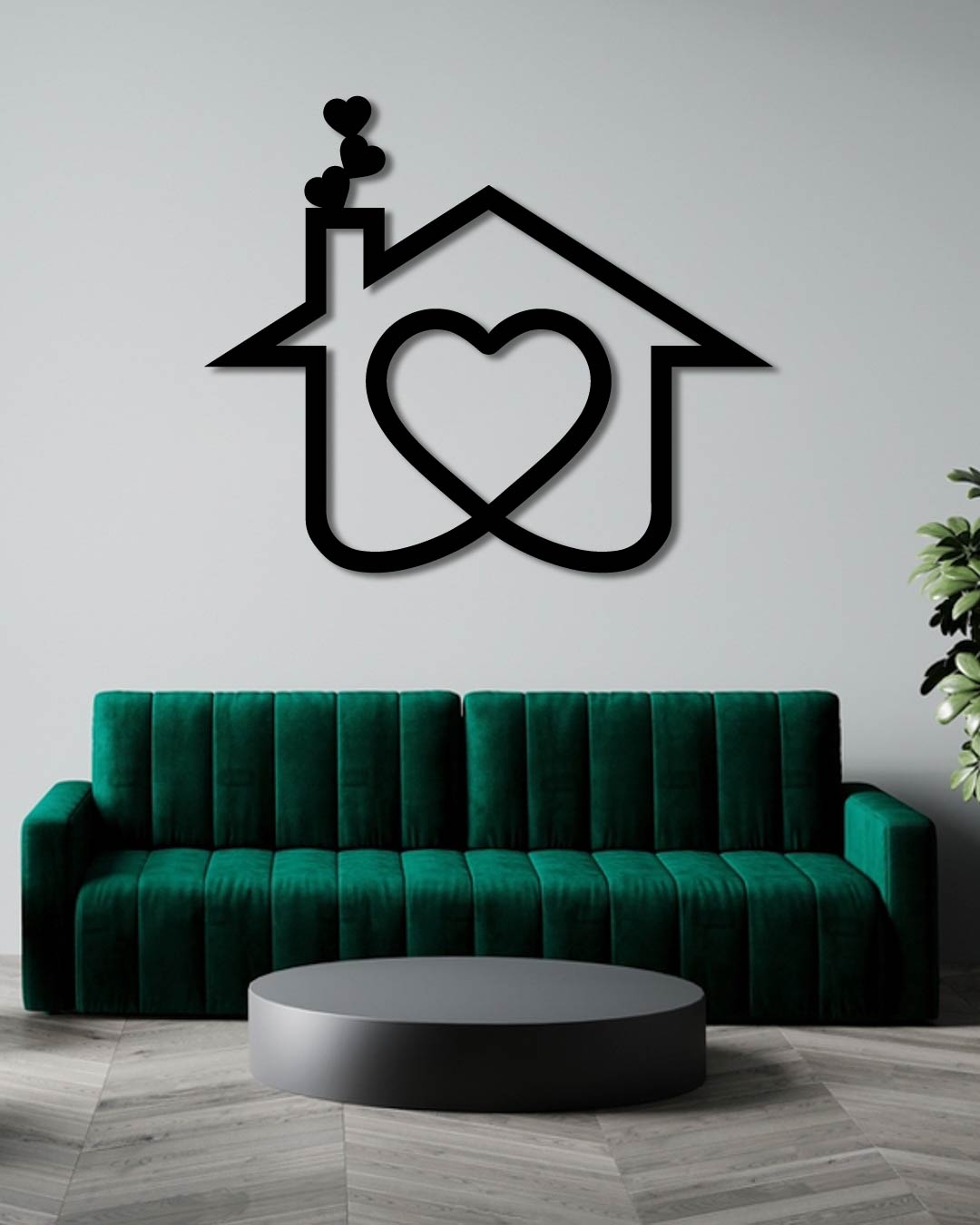 HOUSE HEART ICON METAL WALL ART