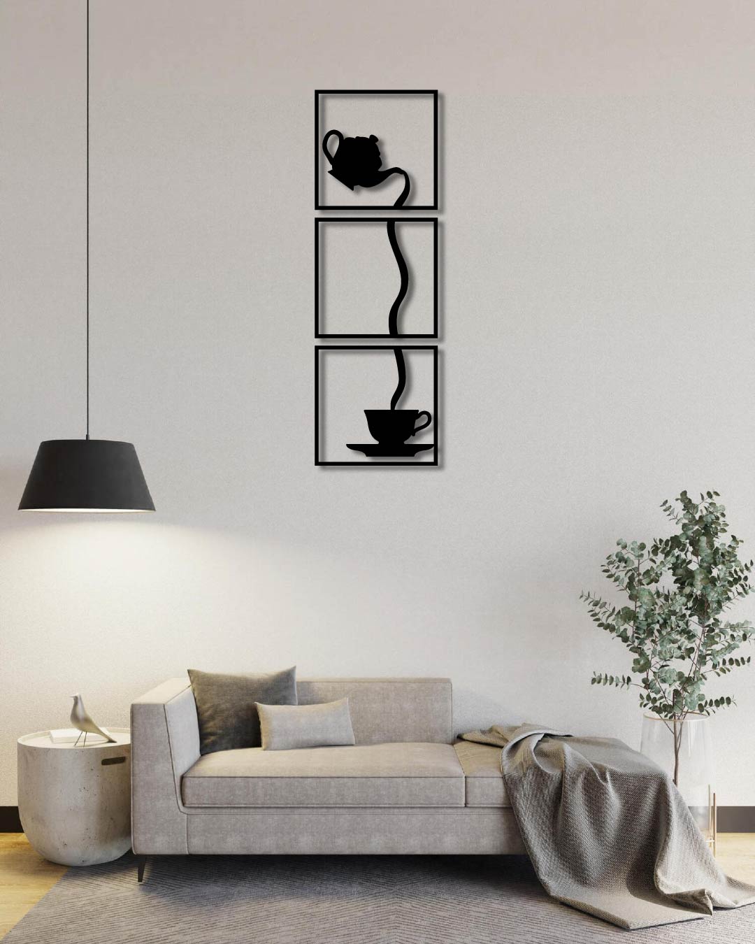 Tea Cup Metal Wall Art Frame