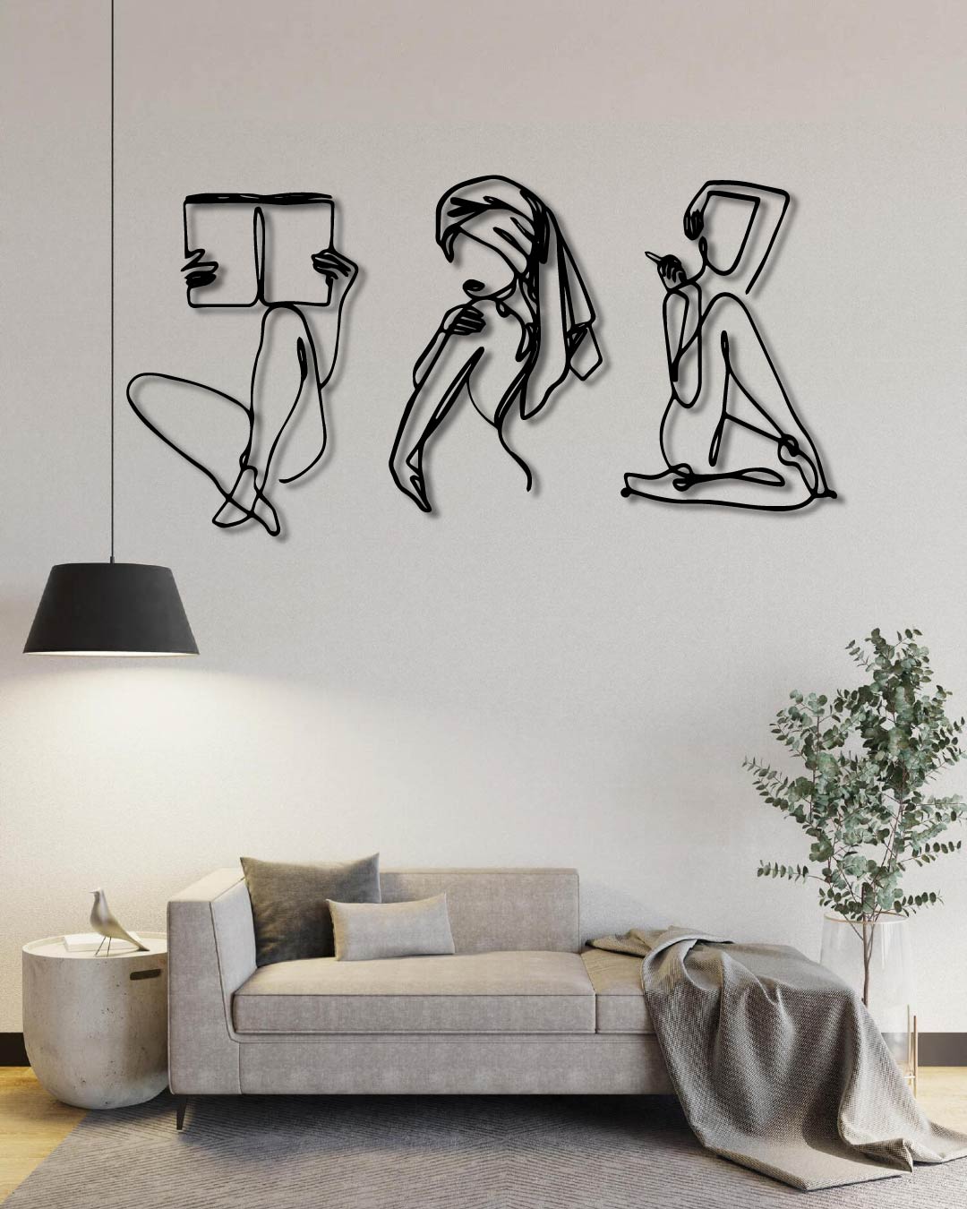 Woman Trio Metal Wall Art Frame