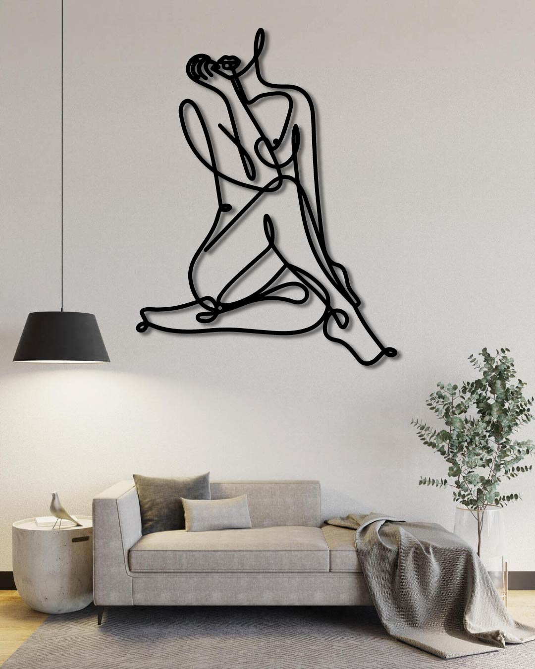 Woman Sitting Metal Wall Art Frame