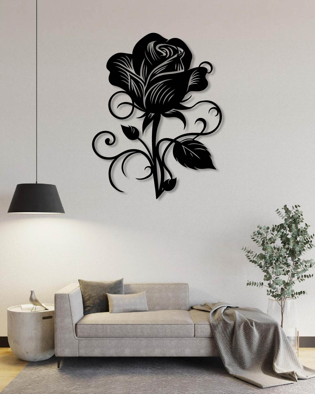 ROSE AND SWIRLS METAL WALL ART