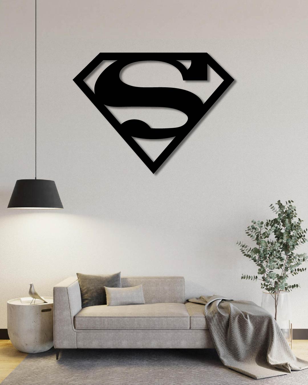 Classic Superman Logo Silhouette Metal Wall Art Frame