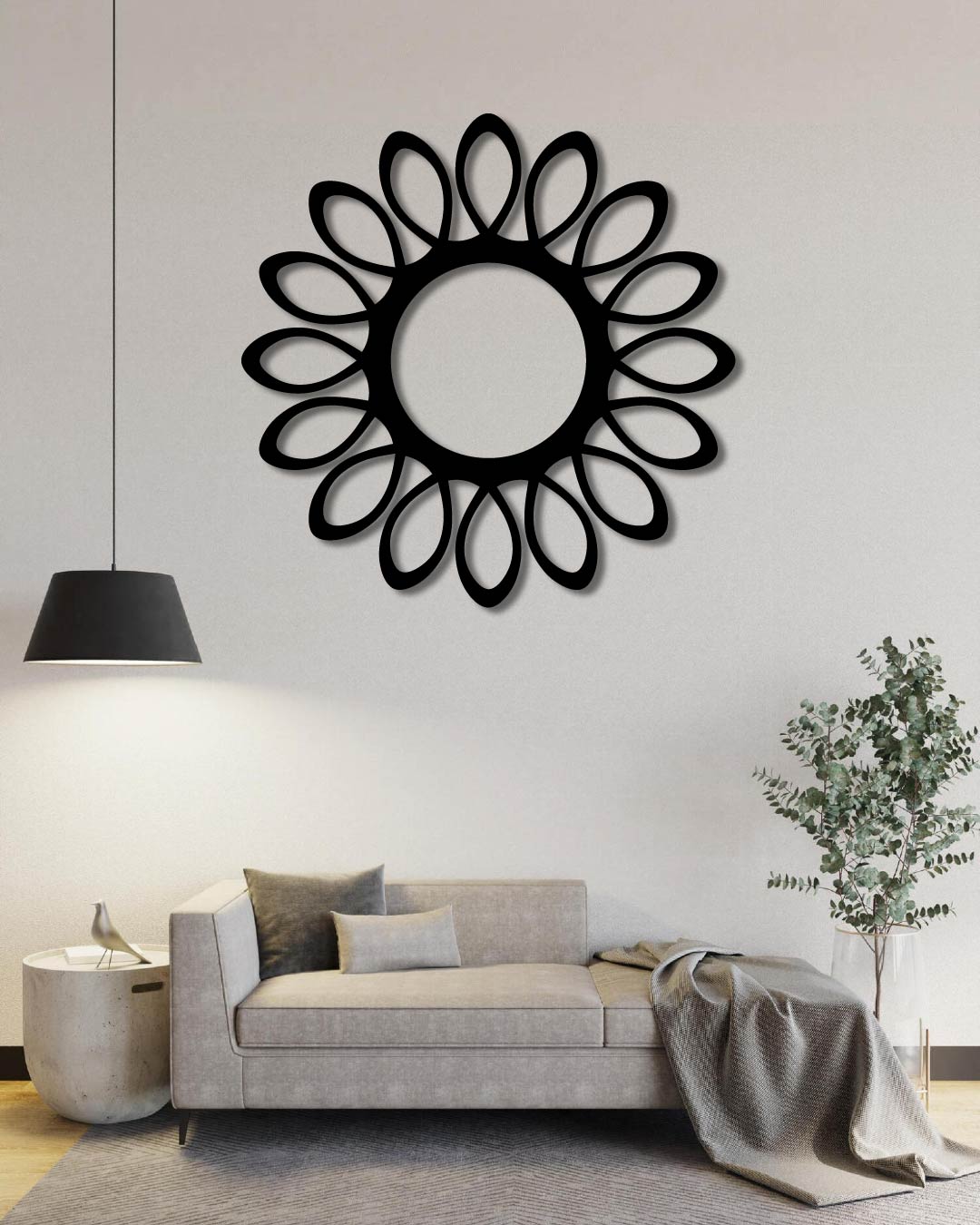 ABSTRACT LOOP MIRROR FRAME METAL WALL ART