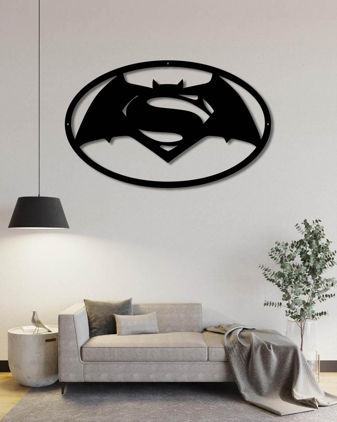 Superman Batman Logo Metal Wall Art Frame