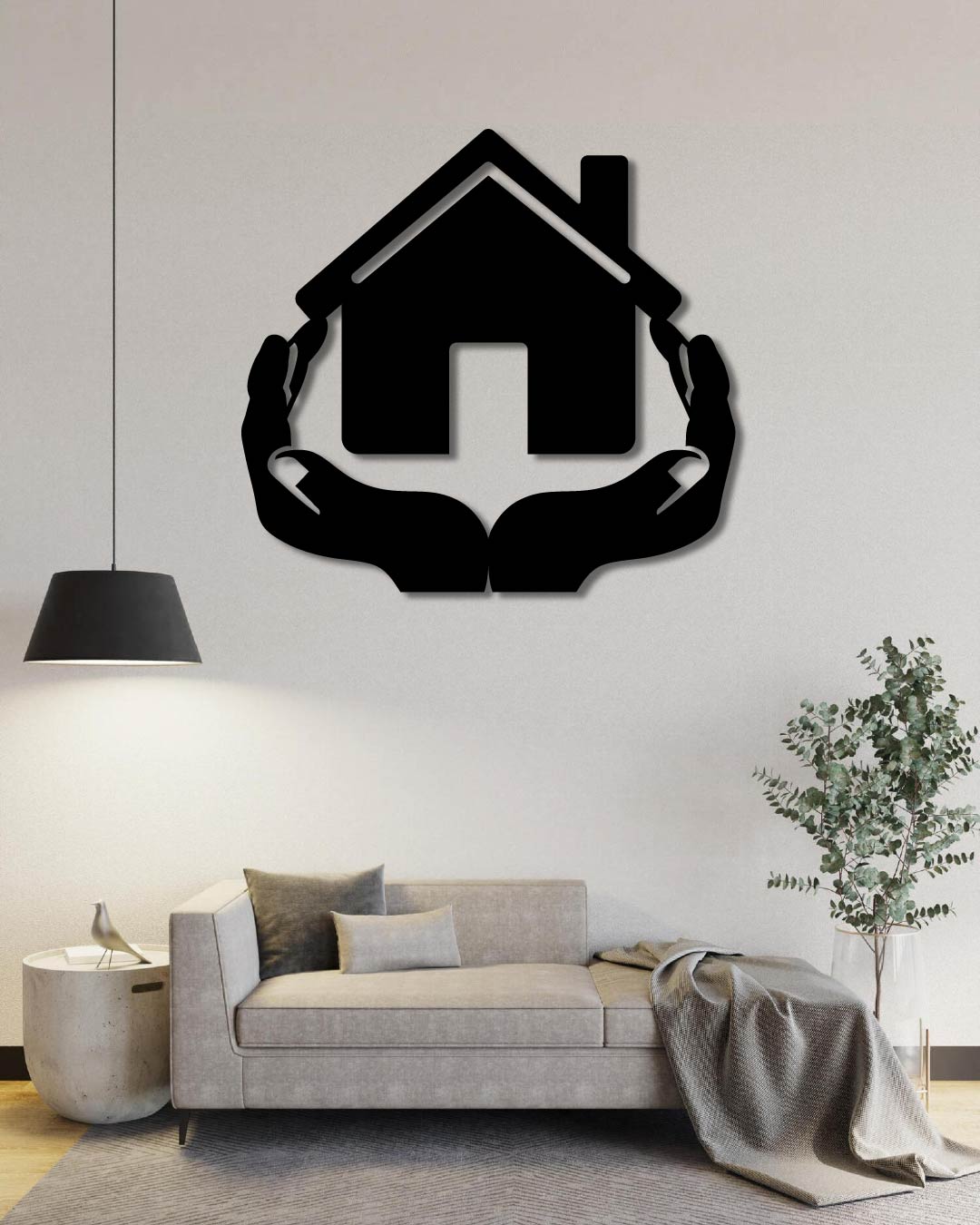 HOUSE IN HANDS METAL WALL ART