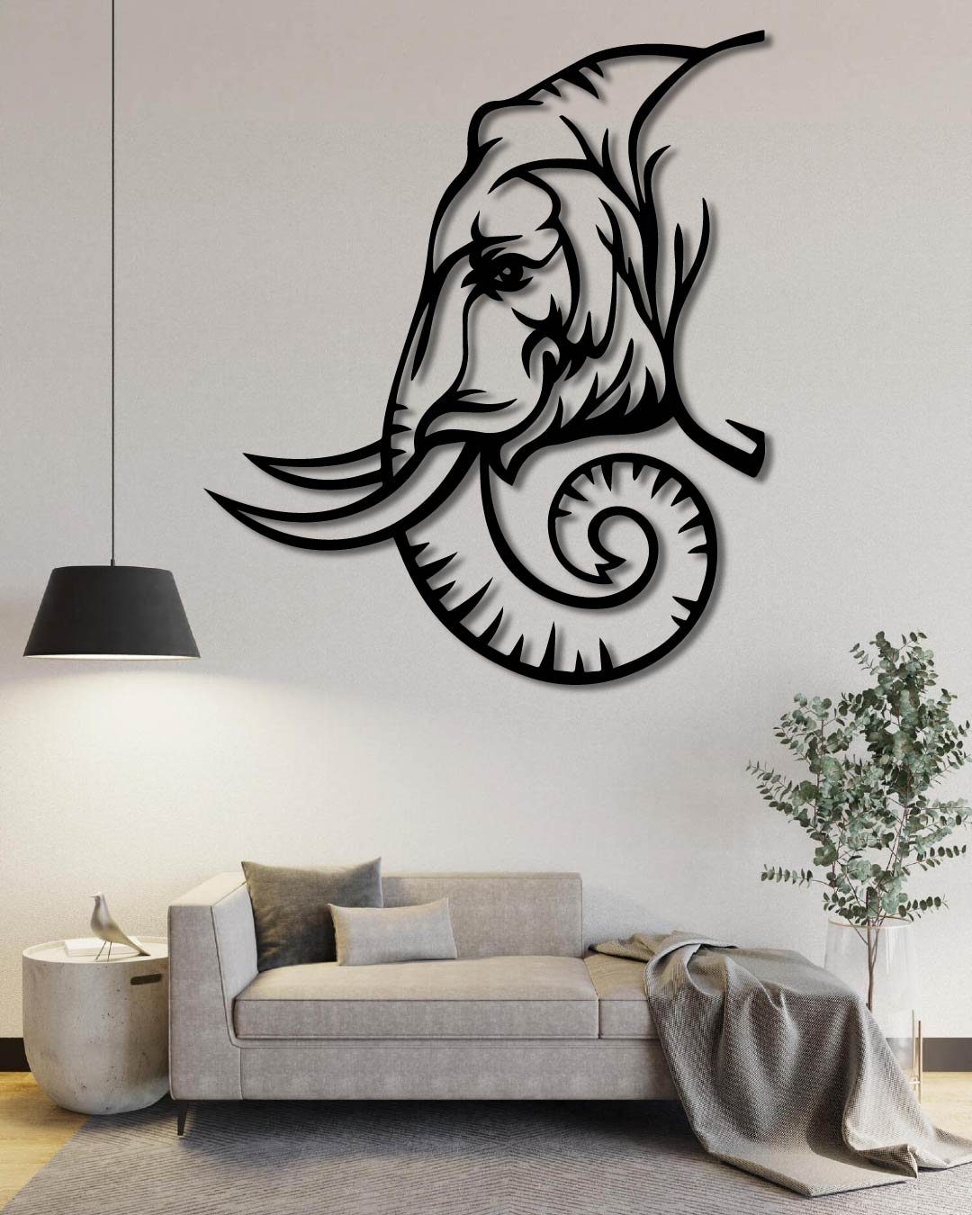 Elephant Side Metal Wall Art Frame