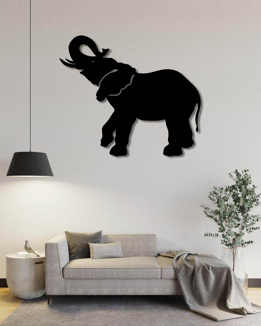 Happy Elephant Metal Wall Art Frame