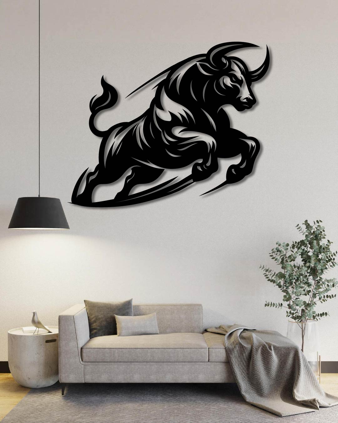 Charging Bull Metal Wall Art Frame