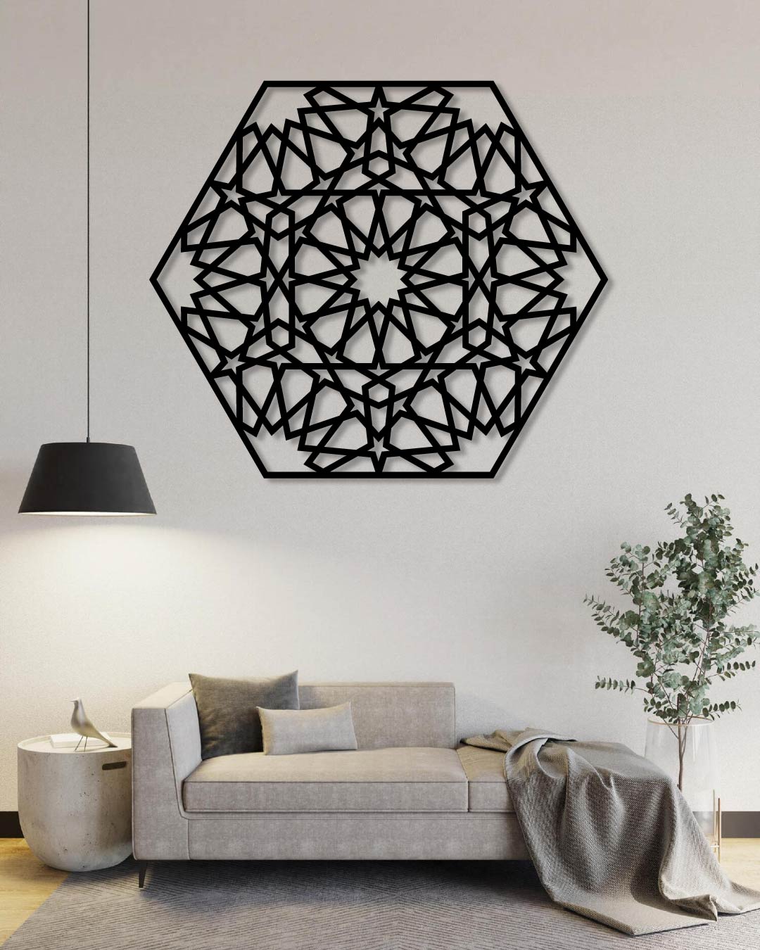 Geometric Hexagon Oriental Metal Wall Art Frame