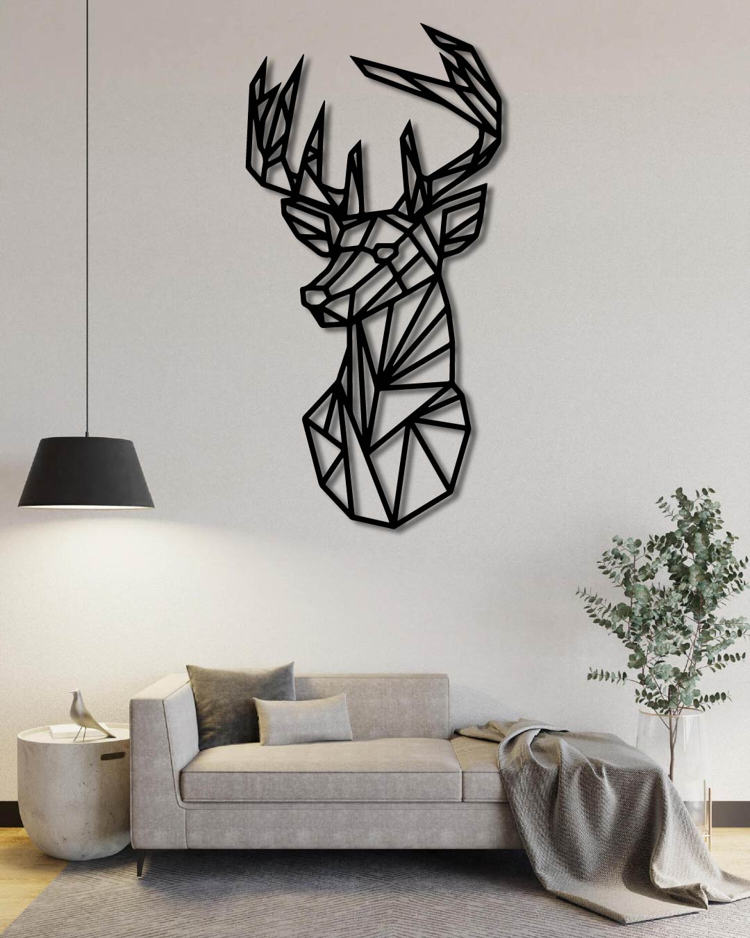 Geometric Deer Metal Wall Art Frame