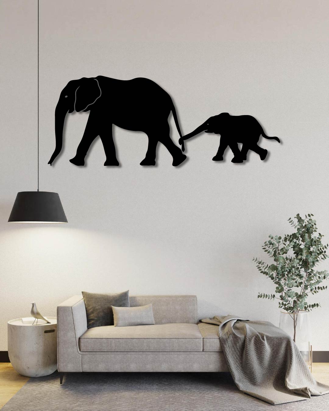 Elephant Family Metal Wall Art Frame