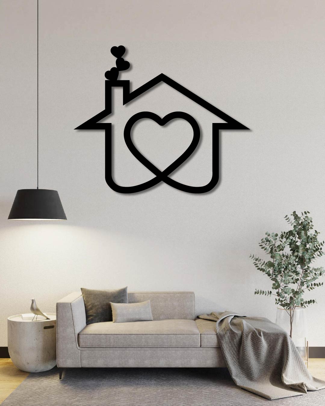 HOUSE HEART ICON METAL WALL ART