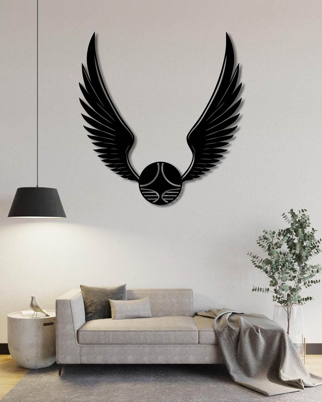 Golden Snitch Silhouette Metal Wall Art Frame