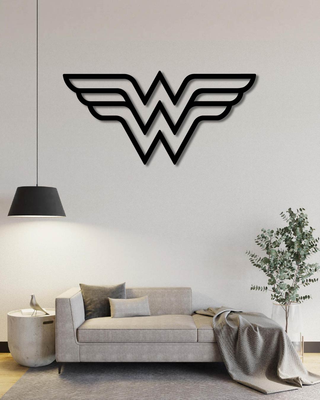 Wonder-Woman Classic Logo Outline Metal Wall Art Frame