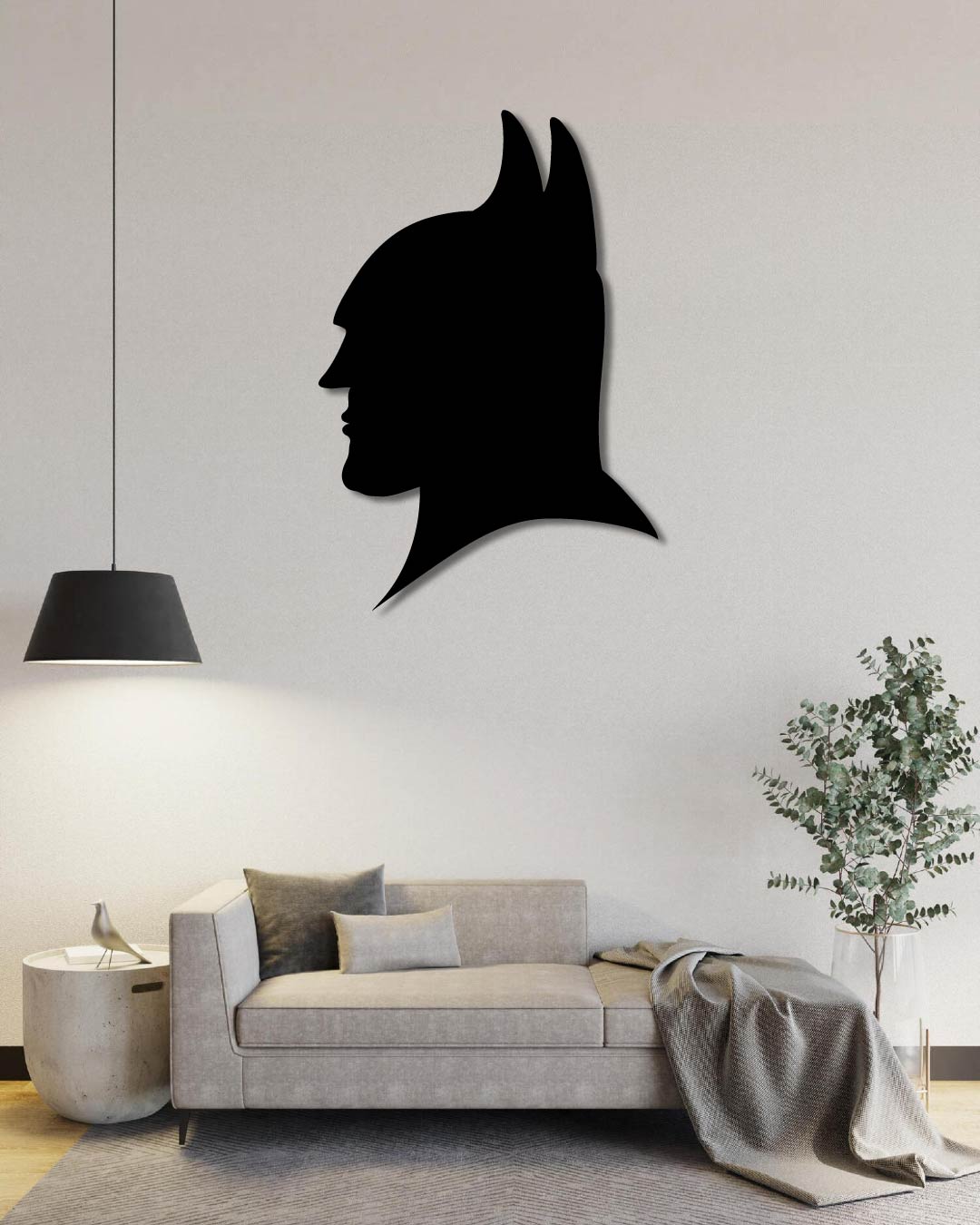 Batman Side Mask Silhouette Metal Wall Art Frame