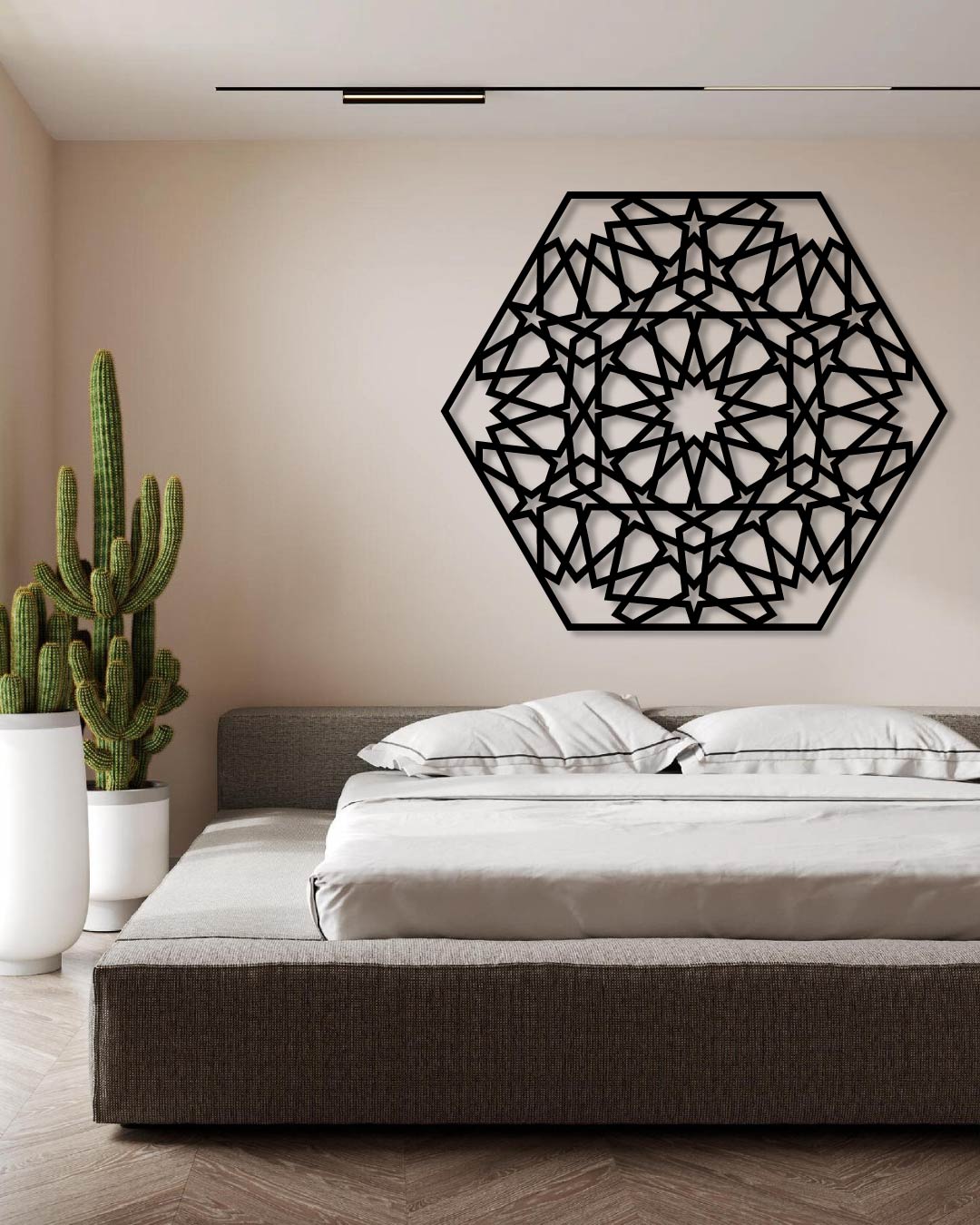 Geometric Hexagon Oriental Metal Wall Art Frame
