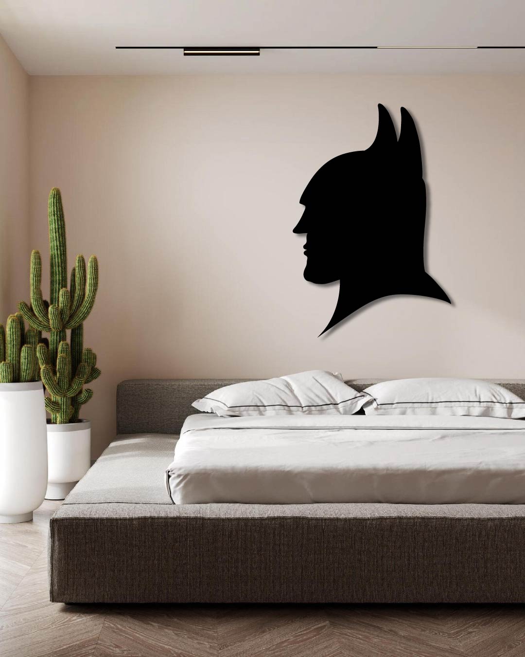 Batman Side Mask Silhouette Metal Wall Art Frame