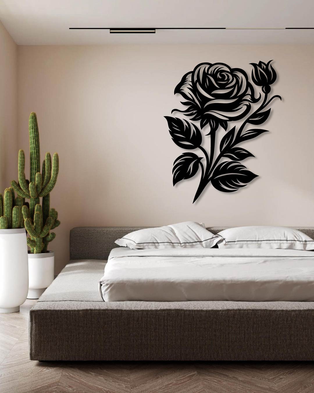 ROSE AND BUD METAL WALL ART
