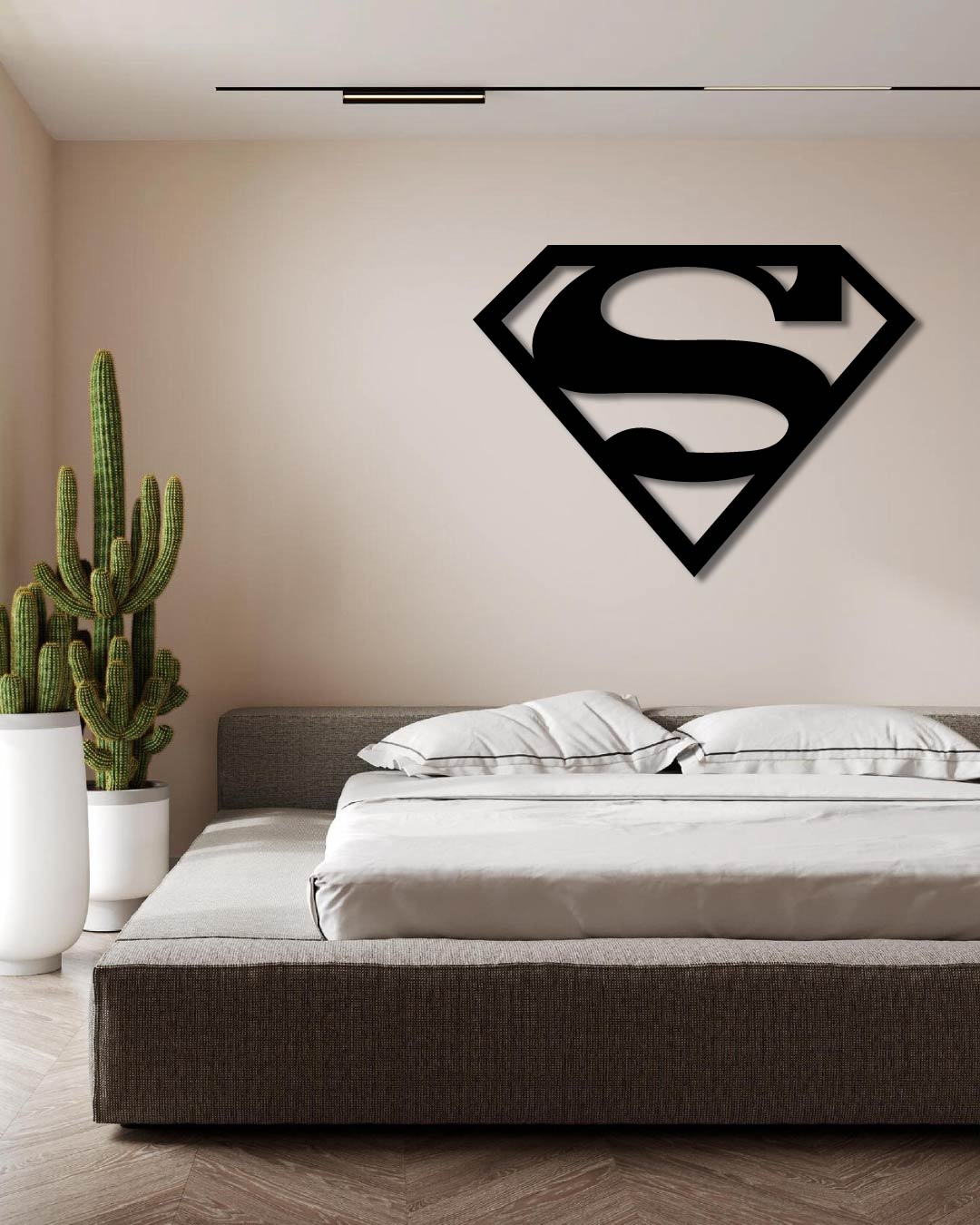 Classic Superman Logo Silhouette Metal Wall Art Frame