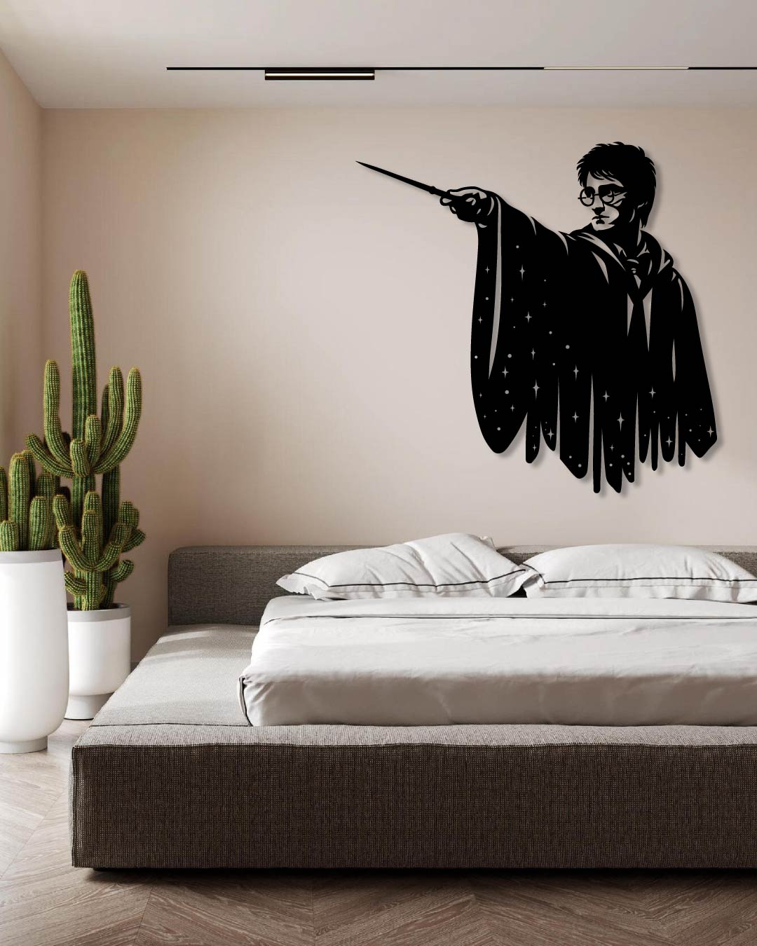 Harry Potter Holding Wand Metal Wall Art Frame