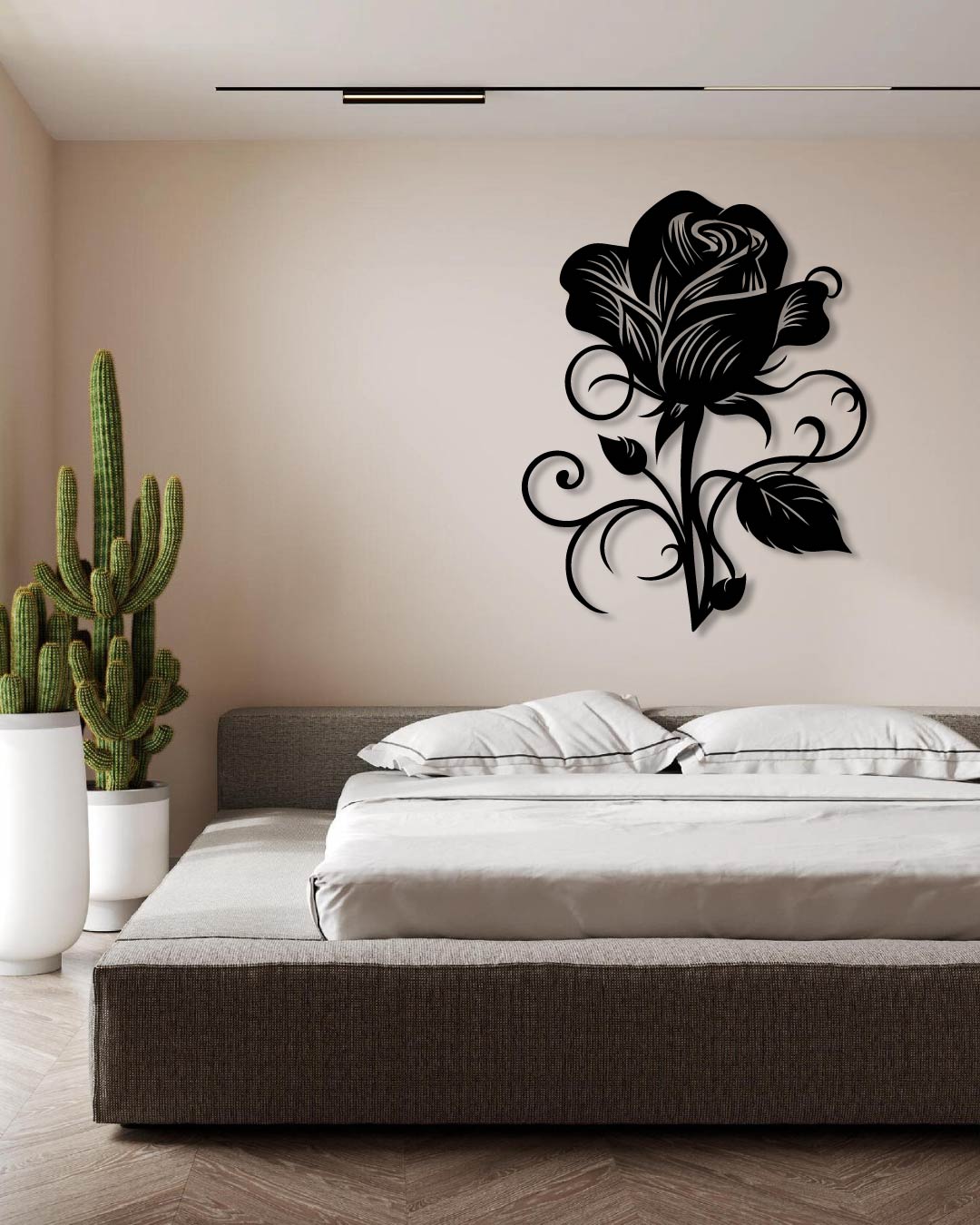 ROSE AND SWIRLS METAL WALL ART