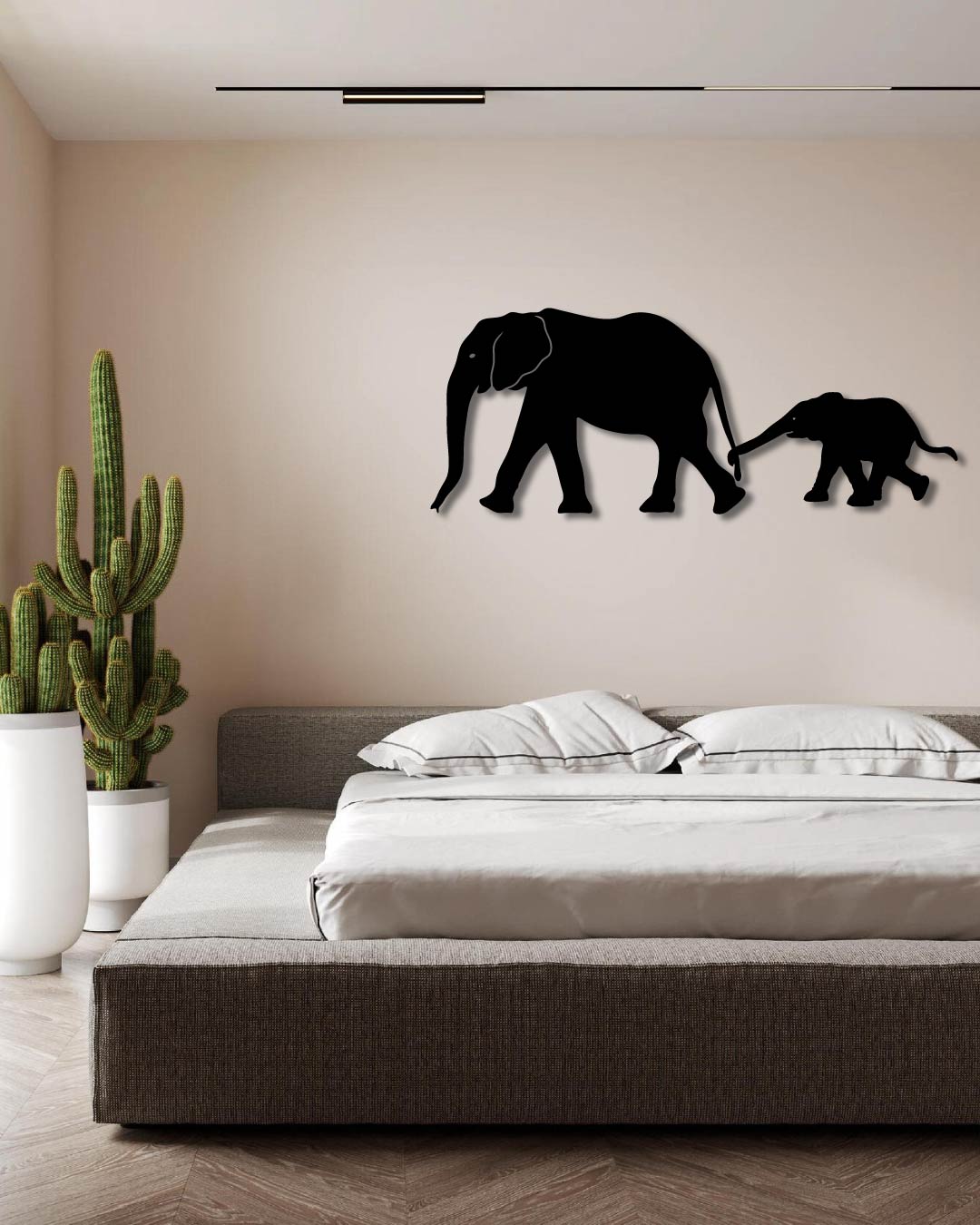 Elephant Family Metal Wall Art Frame