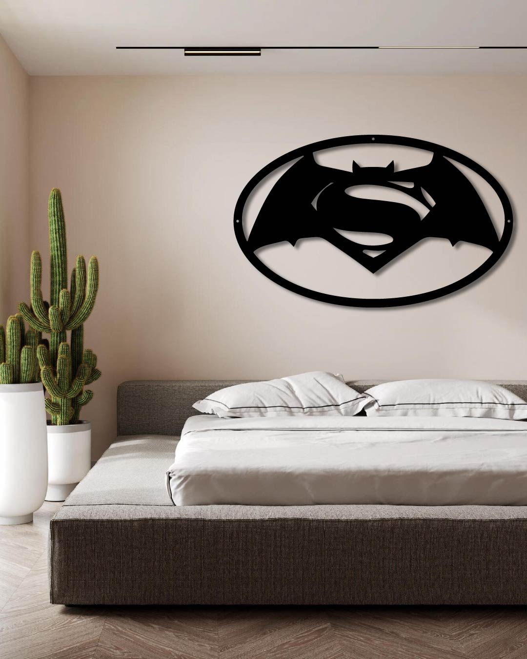 Superman Batman Logo Metal Wall Art Frame