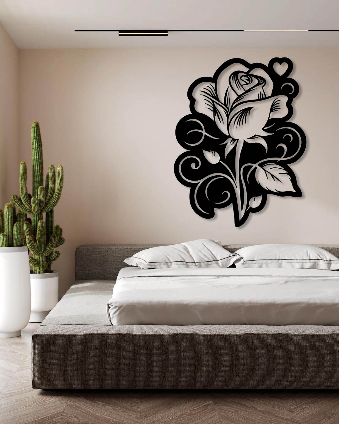 ROSE HEART SWIRLS METAL WALL ART