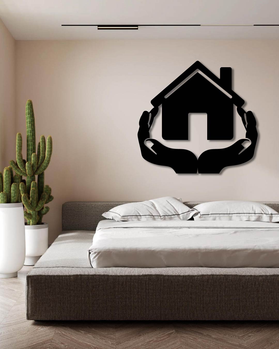 HOUSE IN HANDS METAL WALL ART