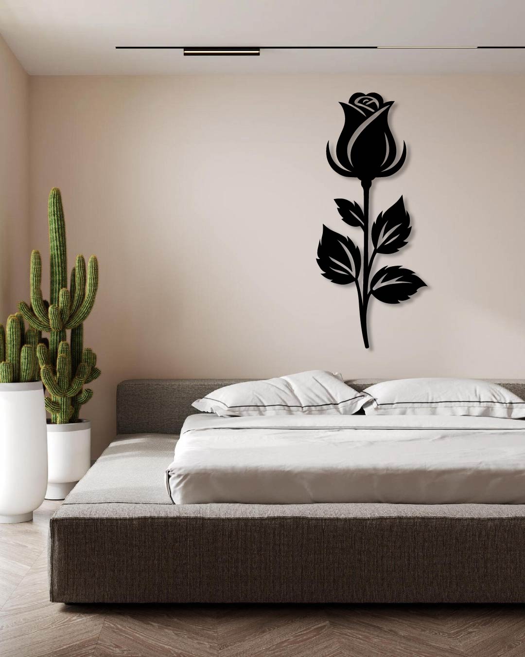 SIMPLE ROSE AND STEM METAL WALL ART