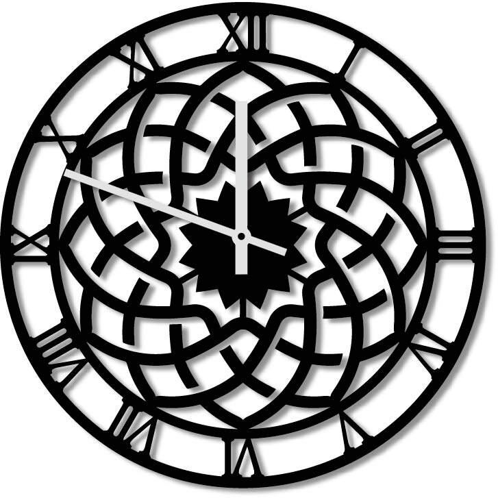 Roman Numeral Flower Geometric Metal Wall Art Clock