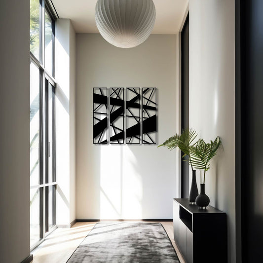 4 PIECE GEOMETRIC LINES METAL WALL ART