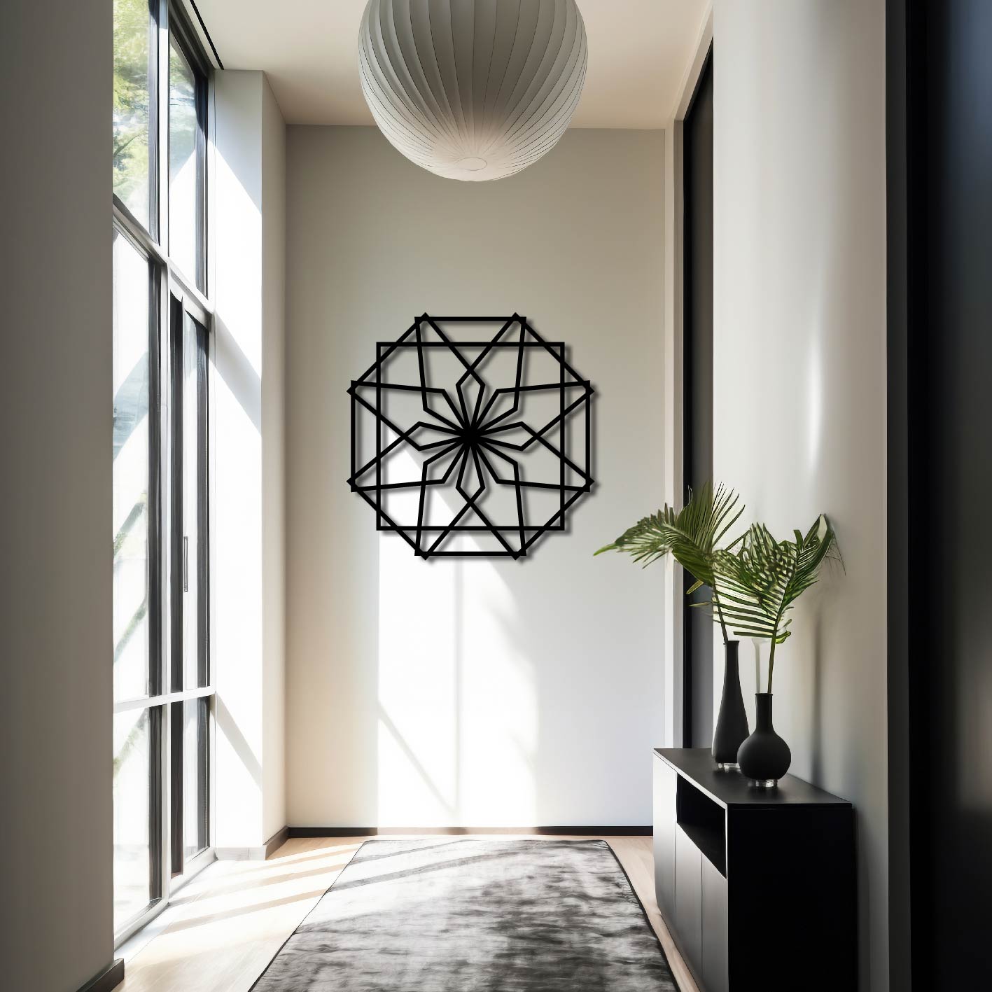 GEOMETRIC OCTAGON FLOWER METAL WALL ART