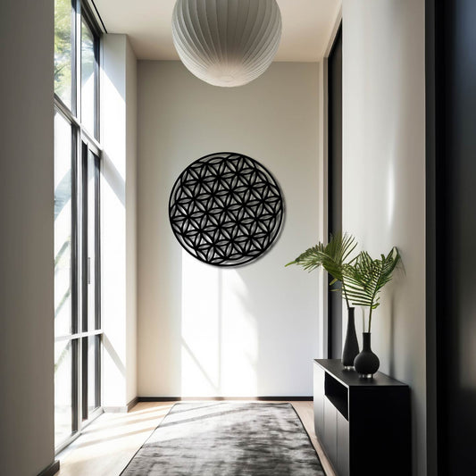 GEOMETRIC FLOWER PATTERN METAL WALL ART